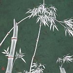 Обои ручная роспись Bamboo Argent on Edo Green painted silk варинант исполнения - 1 | Loft Concept в Казани