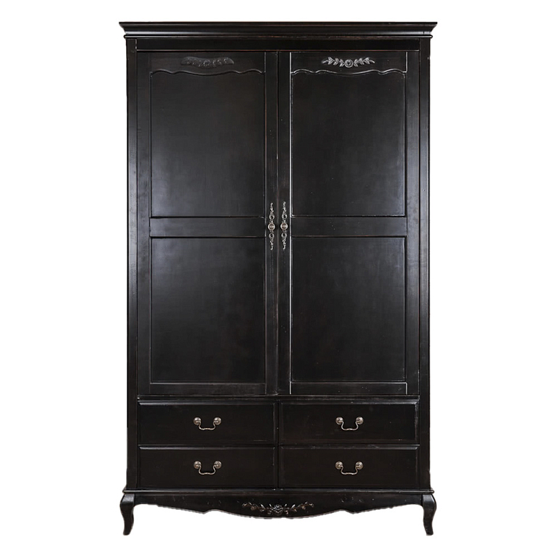 Шкаф черный с 4-мя ящиками и 2-мя дверцами в стиле Прованс Vintage Черный в Казани | Loft Concept 