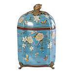 Ваза голубая с крышкой и цветочным узором Genuine Chinese Classics варинант исполнения - 1 | Loft Concept в Казани