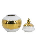 Ваза белая с крышкой и золотистыми фрагментами 24 см Chinoiserie Ceramics варинант исполнения - 2 | Loft Concept в Казани