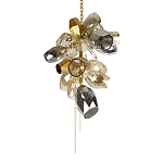 Люстра подвесная вытянутой формы с плафонами из стекла и металла с тремя вертикальными подвесками Gilded Mirage  варинант исполнения - 8 | Loft Concept в Казани