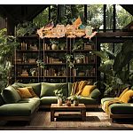 Люстра круглая на золотом каркасе с птичками и цветочным декором Miscellaneous herbs варинант исполнения - 10 | Loft Concept в Казани