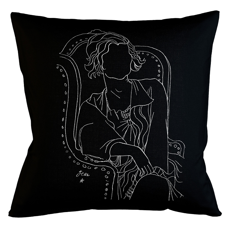 Декоративная подушка White Silhouette Coco Pillow Бежевый Черный Декоративная подушка White Silhouette Coco Pillow Бежевый Черный в Казани | Loft Concept