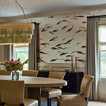 Обои ручная роспись Fishes Blue Pearl on Tarnished Silver gilded silk with pearlescent antiquing варинант исполнения - 3 | Loft Concept в Казани