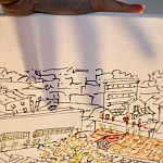 Настольная лампа с принтом на белом тканевом абажуре Roof Garden Lamp варинант исполнения - 2 | Loft Concept в Казани