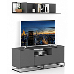 ТВ-тумба цвета графит с  2-мя дверцами и ящиком Strict Lines варинант исполнения - 6 | Loft Concept в Казани