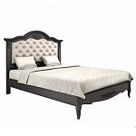 Кровать черная из массива бука с основанием и мягким изголовьем Black Provence варинант исполнения - 1 | Loft Concept в Казани