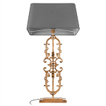 Настольная лампа на ажурном чугунном основании с тканевым серым абажуром Openwork Lamp варинант исполнения - 3 | Loft Concept в Казани