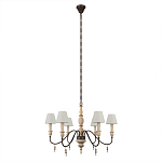 Люстра на металлическом основании с 6-ю белыми тканевыми абажурами Terrain варинант исполнения - 1 | Loft Concept в Казани