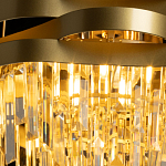 Люстра цвета матового золота с металлическими лентами и длинными прозрачными подвесками Gilded Waves варинант исполнения - 5 | Loft Concept в Казани