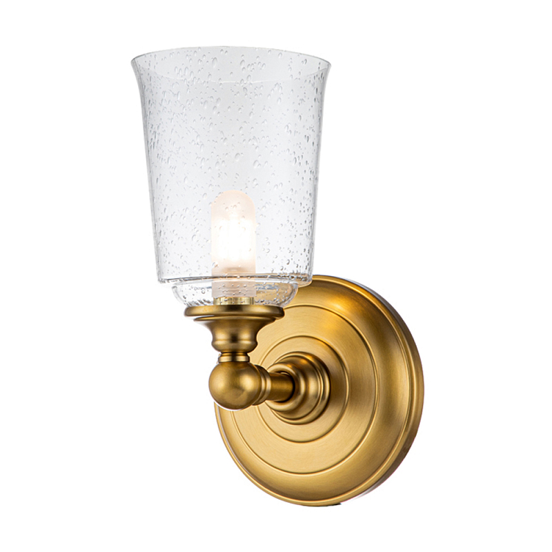 Бра для ванных комнат с прозрачным плафоном из стекла с пузырьками на основании цвета латунь Feiss Матовая латунь Прозрачное Стекло в Казани | Loft Concept 