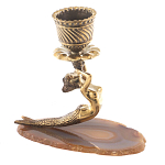 Подсвечник бронзовый из натурального камня агат Stone Candlestick варинант исполнения - 2 | Loft Concept в Казани