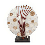 Настольная лампа из перламутра и дерева на подставке Indonesian Round Shell варинант исполнения - 3 | Loft Concept в Казани