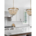 Люстра с подвесками в виде круглых деревянных белых бусин White Wooden Beads Chandelier варинант исполнения - 1 | Loft Concept в Казани