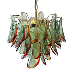 Люстра стеклянная с зелеными лепестками Green Leaf Fall варинант исполнения - 1 | Loft Concept в Казани