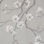 Обои ручная роспись Magnolia Canopy Original Colourway on Oyster Shell metallic silk варинант исполнения - 1 | Loft Concept в Казани
