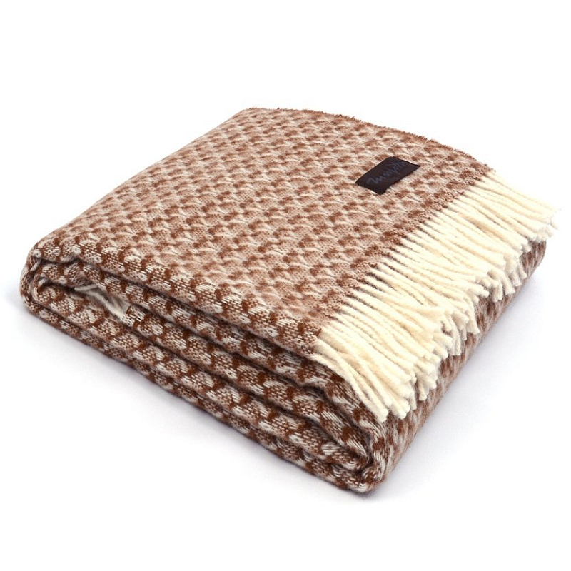 Плед BRIAS TRIANGLE 1200 Marzotto Бежево-серый Коричневый в Казани | Loft Concept 