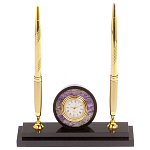 Часы настольные с двумя ручками из натурального камня Stone Clock варинант исполнения - 1 | Loft Concept в Казани