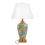 Настольная лампа бирюзовая с цветочным принтом Turquoise Flight варинант исполнения - 1 | Loft Concept в Казани