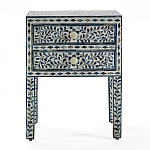 Тумбочка прикроватная White Pearl BEDSIDE CABINET 2 blue DRAWER варинант исполнения - 1 | Loft Concept в Казани