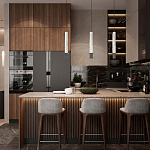 Подвесной светильник с узким цилиндрическим плафоном и черным металлическим декором Concrete Pipe варинант исполнения - 14 | Loft Concept в Казани