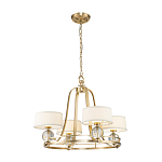 Люстра цвета латунь с 4-мя тканевыми абажурами и стеклянными шарами Quoizel варинант исполнения - 2 | Loft Concept в Казани