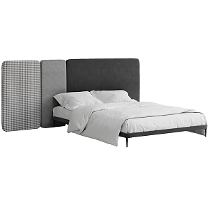 Кровать с большим мягким изголовьем Unity Dark Grey Bed