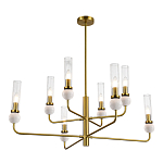 Люстра с 8-ю плафонами в форме стеклянных трубок и мраморных декоративных элементов Montreal варинант исполнения - 9 | Loft Concept в Казани