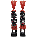 Комплект из 2-х деревянных статуэток Asmat Red Straw Headdress Statuettes варинант исполнения - 1 | Loft Concept в Казани