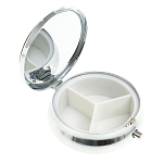 Таблетница карманная круглая с 3-мя отделениями с зеркалом и накладкой из натурального камня Жадеит Silver Stone Pillboxes варинант исполнения - 2 | Loft Concept в Казани