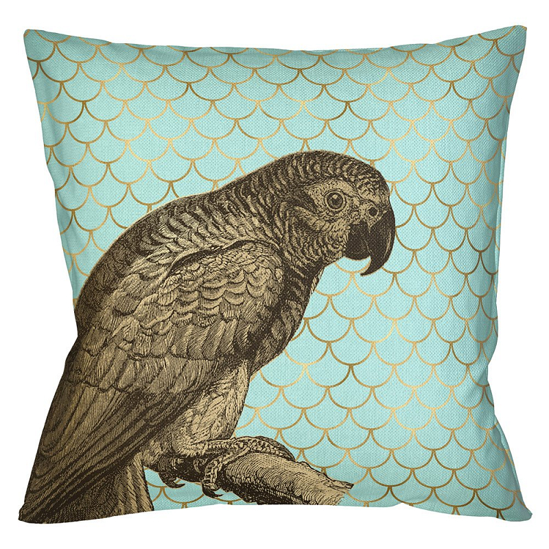 Подушка Safari light blue parrot Бирюзовый Глянцевое золото Подушка Safari light blue parrot Бирюзовый Глянцевое золото в Казани | Loft Concept