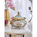 Шкатулка с крышкой из голубого фарфора с риунком птиц и цветов Blue Garden варинант исполнения - 3 | Loft Concept в Казани