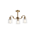 Люстра цвета латунь с 3-мя прозрачными стеклянными плафонами Kichler варинант исполнения - 3 | Loft Concept в Казани