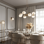 Подвесной светильник с шарообразным плафоном из белого стекла с подвеской из камня и кисточкой Agatelle варинант исполнения - 5 | Loft Concept в Казани