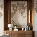 Обои с вышивкой ручной работы Deco Wisteria ﻿Midas colourway on Liso Pearl wool sateen варинант исполнения - 4 | Loft Concept в Казани