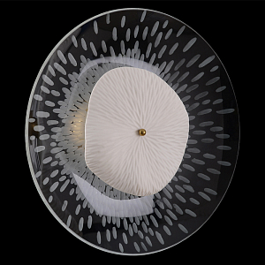 Бра с белым рельефным плафоном и стеклом с рисунком FLOW