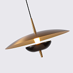 Подвесной светильник с золотым металлическим плафоном округлой формы и декоративным элементом из чёрного мрамора Midnight Grace  варинант исполнения - 2 | Loft Concept в Казани