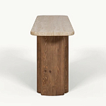 Консоль с овальной столешницей и фактурным деревянным основанием Enzo варинант исполнения - 1 | Loft Concept в Казани