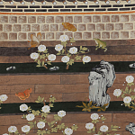 Обои ручная роспись The Art of Learning and Steps for the Flowers by Teo Yang Special Colourway on purple painted Xuan paper варинант исполнения - 2 | Loft Concept в Казани