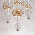 Люстра с плафонами из прозрачного и янтарного стекла в виде шаров и ромбов Gabriel Scott Luna варинант исполнения - 10 | Loft Concept в Казани