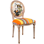 Стул бежевый в разноцветную полоску из натурального бука с изображением птиц и цветов Blooming Birds Colorful Stripes Chair варинант исполнения - 2 | Loft Concept в Казани