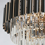 Люстра из черного металла с многоярусными подвесками из прозрачного хрусталя на золотой цепи Empire Black Chandelier Crystal варинант исполнения - 5 | Loft Concept в Казани