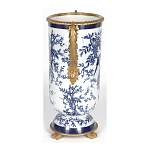 Ваза с бронзовыми ручками и синим цветочным узором Blue & White Ornament варинант исполнения - 3 | Loft Concept в Казани