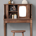 Туалетный стол деревянный с ящиком и зеркалом Moon Walnut Furniture варинант исполнения - 5 | Loft Concept в Казани