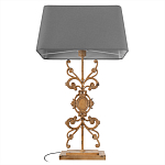 Настольная лампа на ажурном чугунном основании с серым абажуром Openwork Lamp варинант исполнения - 3 | Loft Concept в Казани