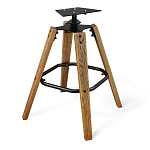 Барный стул со спинкой и металлической подставкой на 4-х деревянных ножках Бежевый Велюр Vendramin Chair варинант исполнения - 9 | Loft Concept в Казани