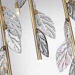Люстра с золотистыми трубками и прозрачными стеклянными листьями на подвесах Sylva  варинант исполнения - 7 | Loft Concept в Казани