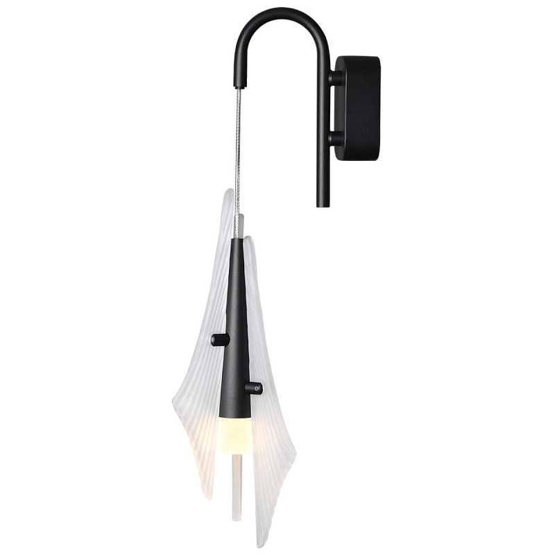 Бра черного цвета с плафоном из рельефного стекла Glass Pod Черный Белый Дымчатый (Smoke) Прозрачное Стекло в Казани | Loft Concept 