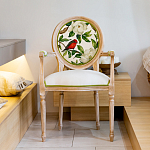 Стул с подлокотниками золотистый из бука с изображением птиц и цветов Blooming Red Birds варинант исполнения - 3 | Loft Concept в Казани