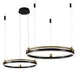 Люстра подвесная с двумя кольцами черного и золотого цвета Ring Horizontal варинант исполнения - 2 | Loft Concept в Казани